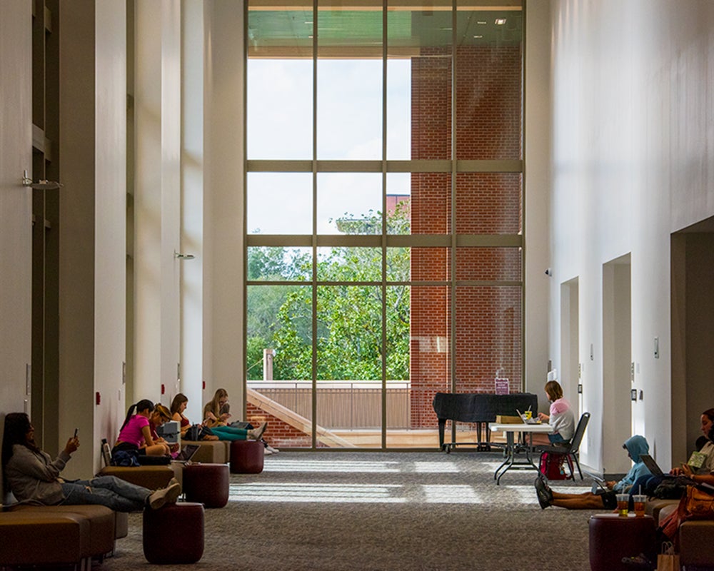 Image of students sitting inside the FSU Student Union